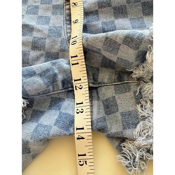 NO BOUNDARIES Denim Boyfriend Overalls Checkered Blue Juniors XL (15-17) - Picture 8 of 10